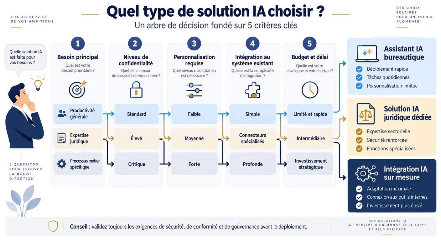 Arbre de décision pour choisir un assistant IA de rédaction juridique