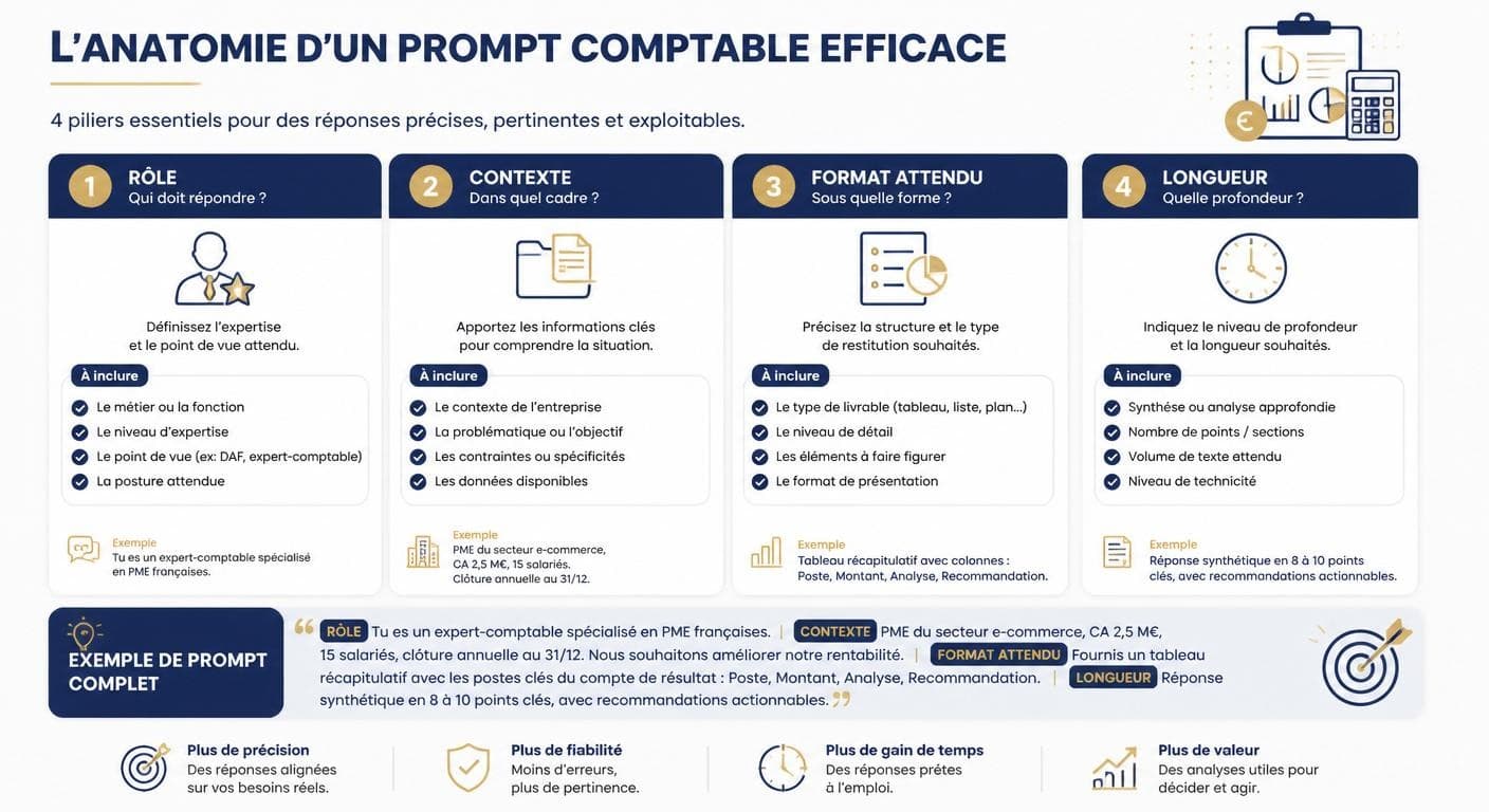 Infographie de l'anatomie d'un prompt ChatGPT efficace pour la comptabilité