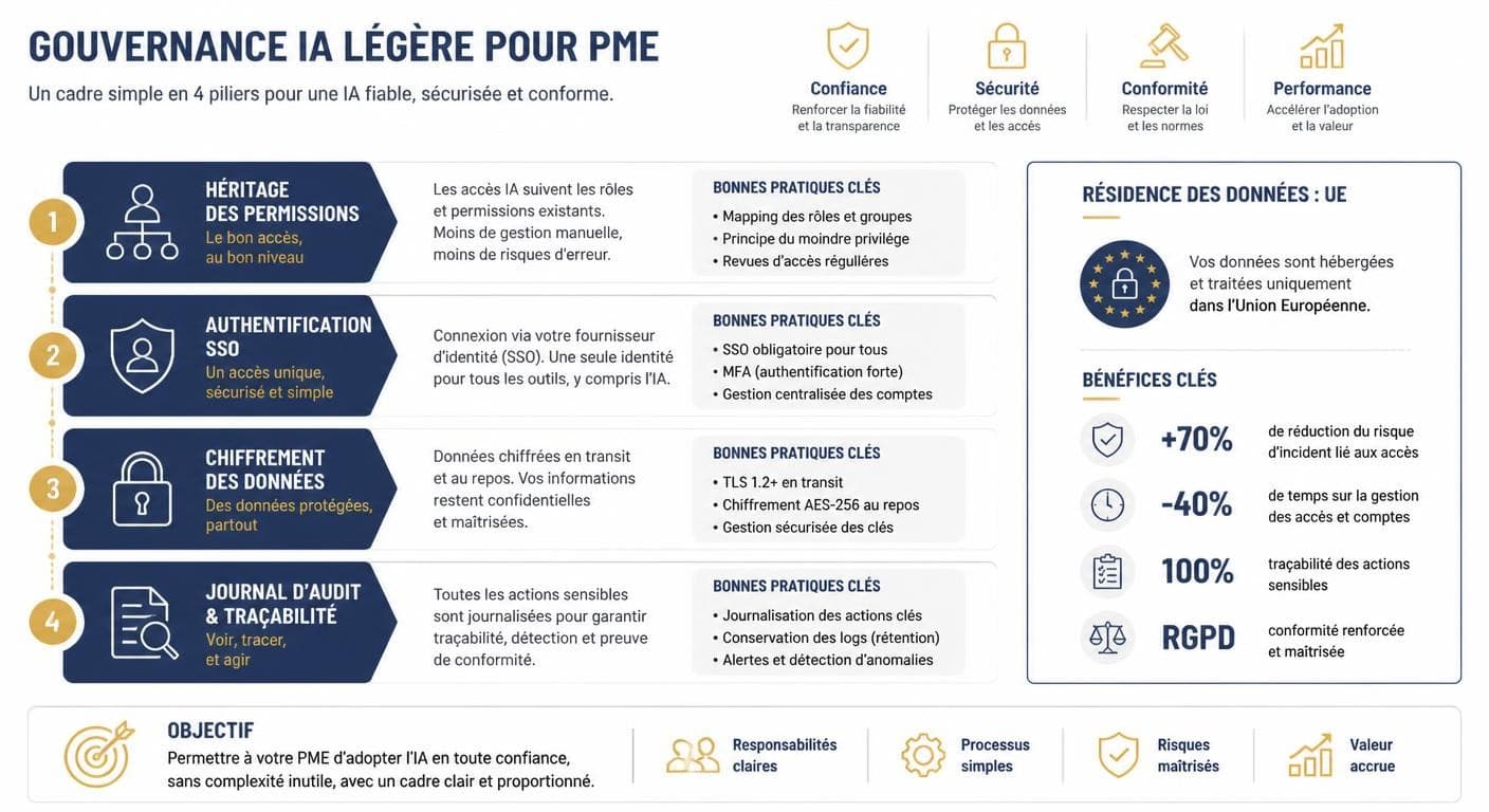 Infographie du cadre de gouvernance IA léger pour une PME sans DSI