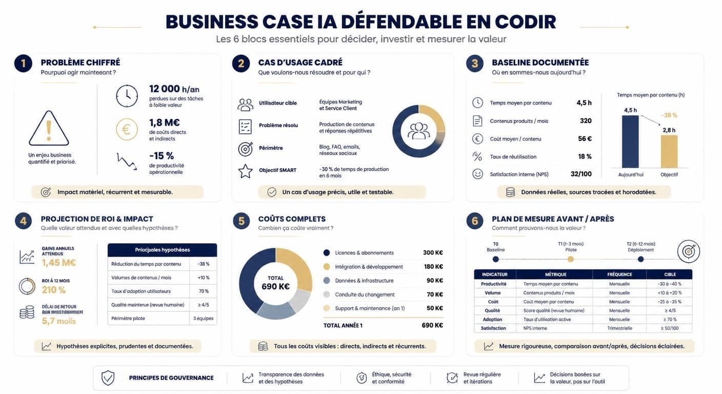 Structure d'un business case IA défendable en CODIR