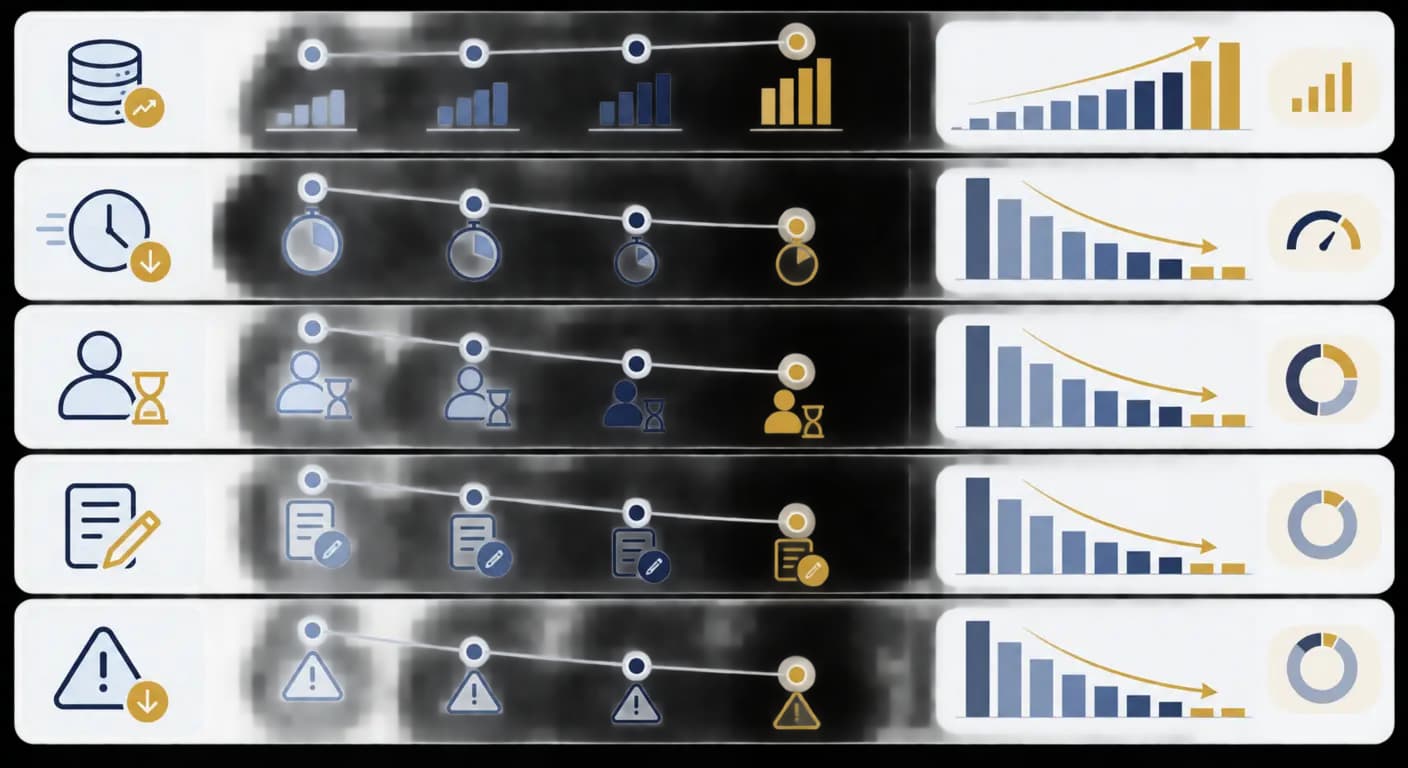 Infographie du tableau de suivi avant/après d'une saisie automatisée sur douze mois