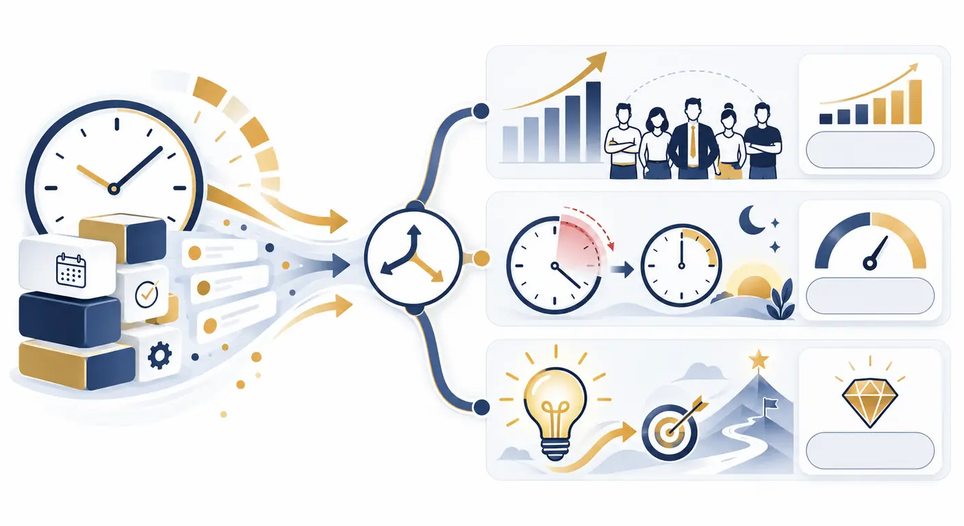 Infographie des trois réaffectations recevables du temps libéré par une automatisation