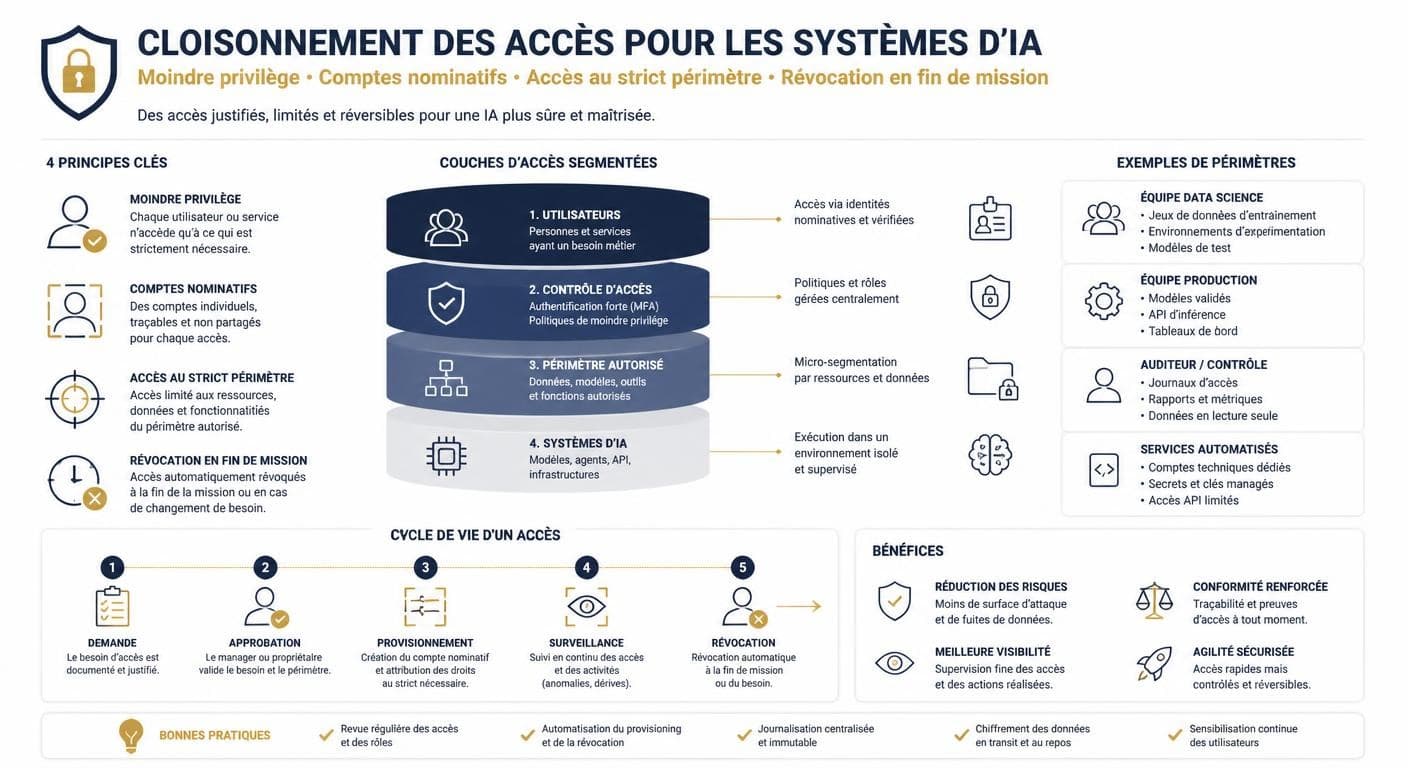 Infographie schématisant le cloisonnement des accès pour des systèmes d'IA