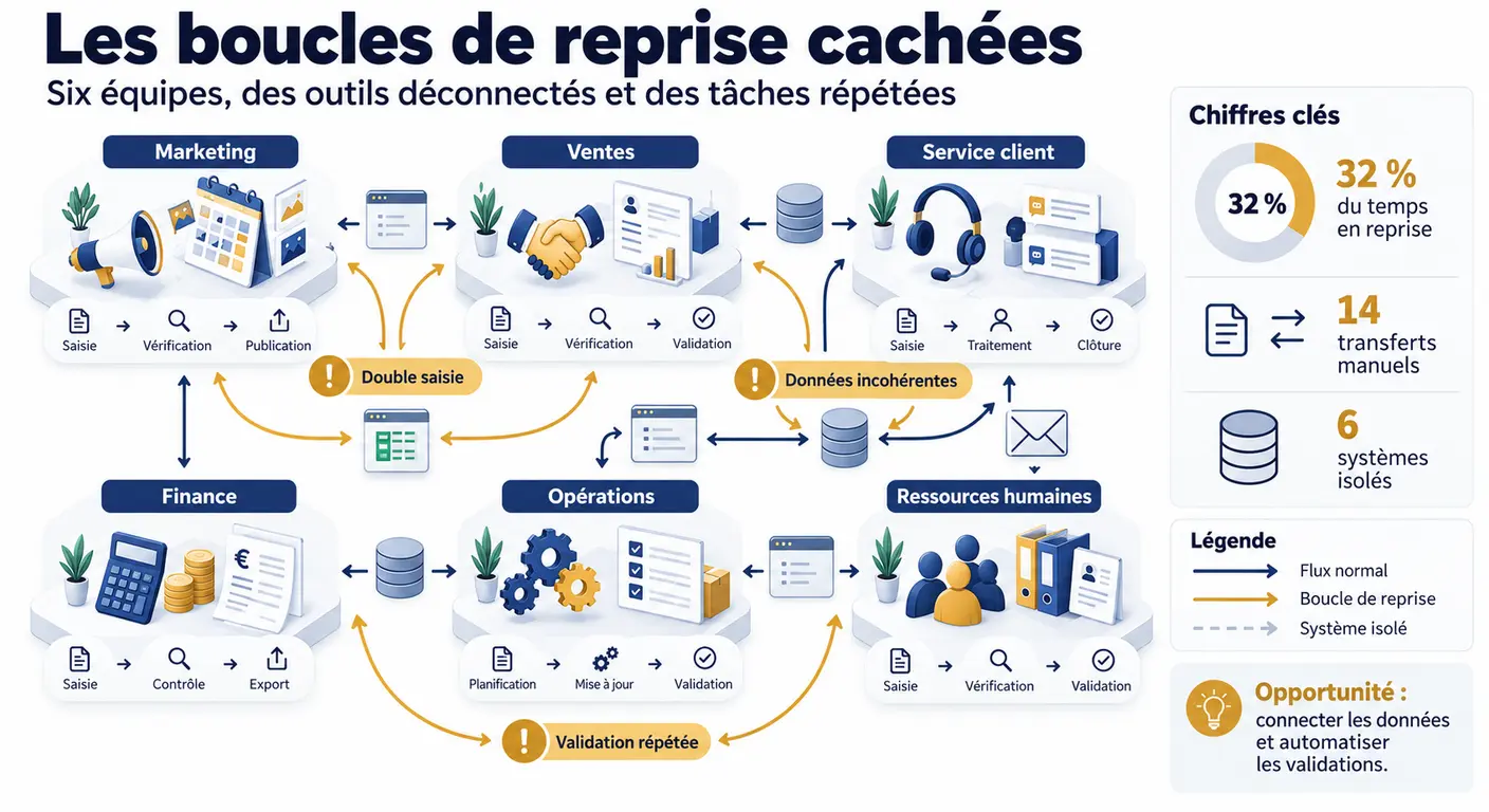 Cartographie des processus répétitifs et des reprises de saisie entre équipes d'une PME