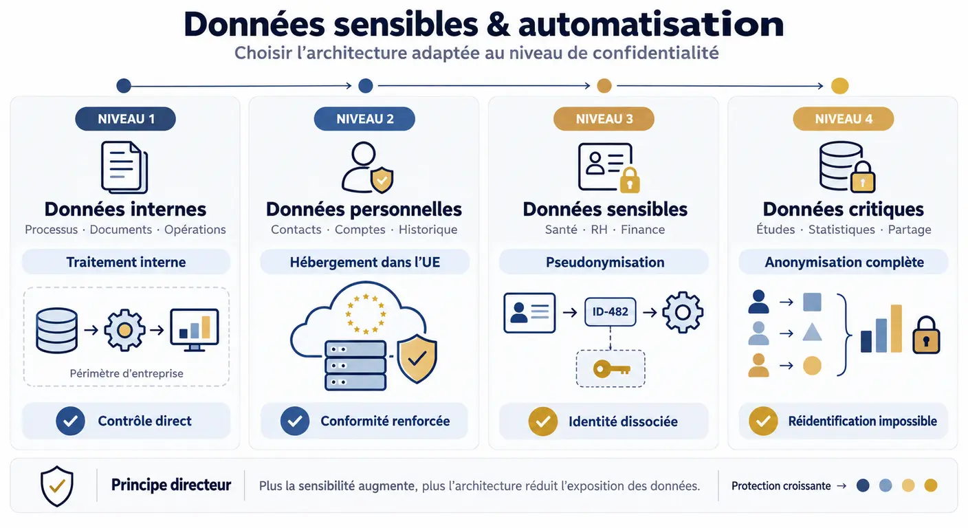 Correspondance entre niveaux de sensibilité des données et architectures d'automatisation