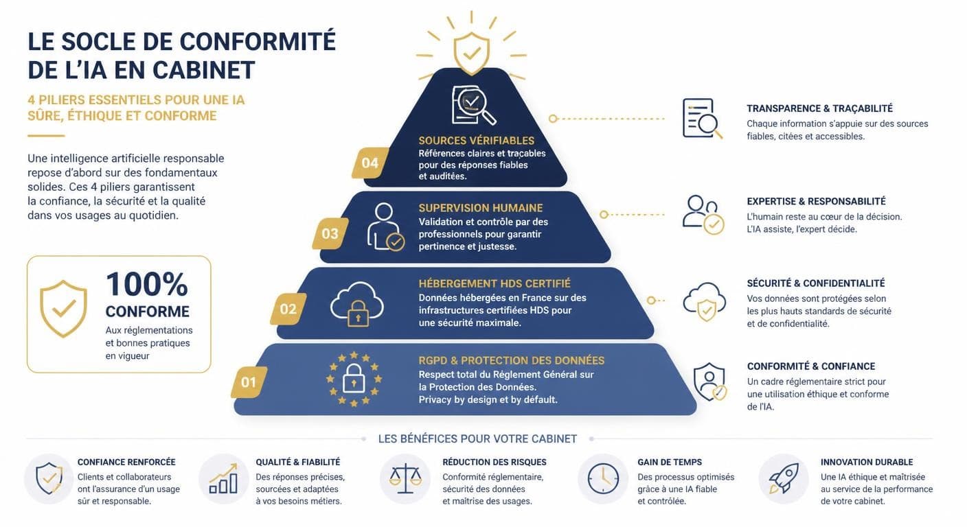 Infographie du socle de conformité de l'IA en cabinet