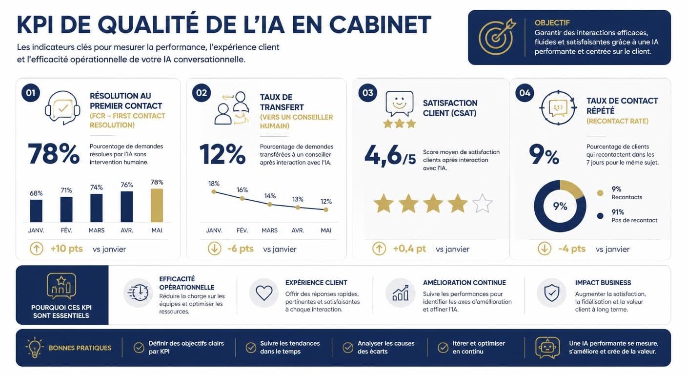 Infographie des KPI de qualité du traitement par l'IA