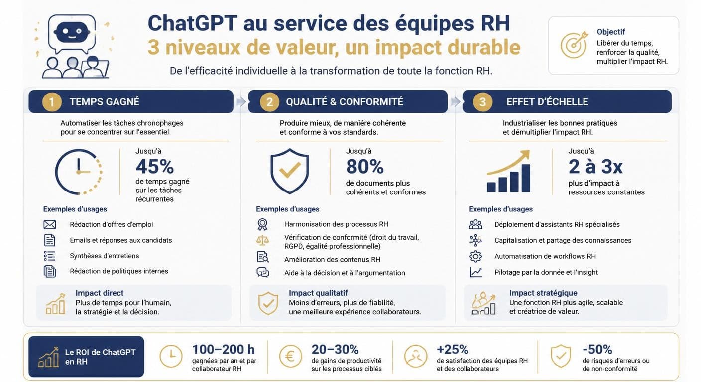 Les trois niveaux de valeur de ChatGPT pour une équipe RH