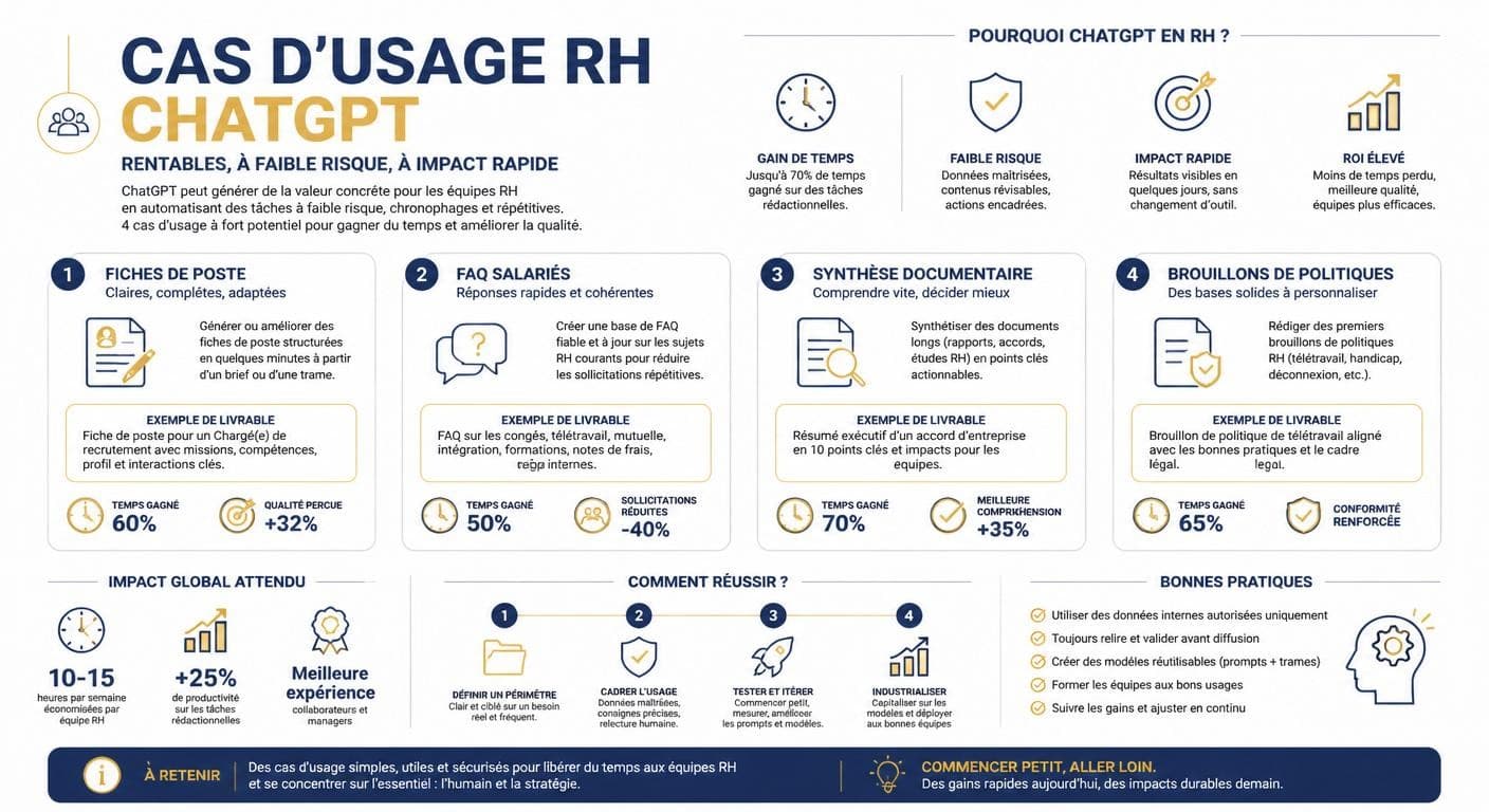 Les cas d'usage RH rentables et à faible risque de ChatGPT