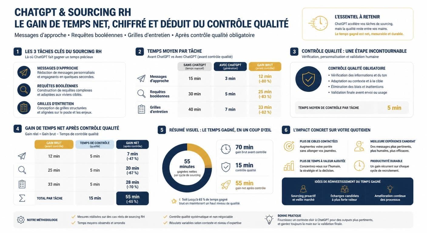 Gain de temps net de ChatGPT sur les tâches de sourcing RH après contrôle qualité
