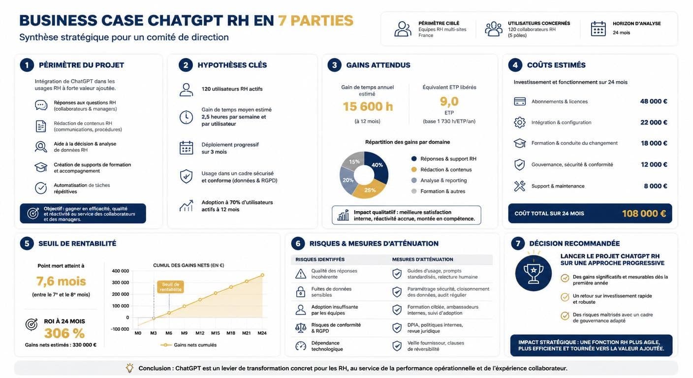 Structure d'un business case ChatGPT pour automatiser le reporting RH