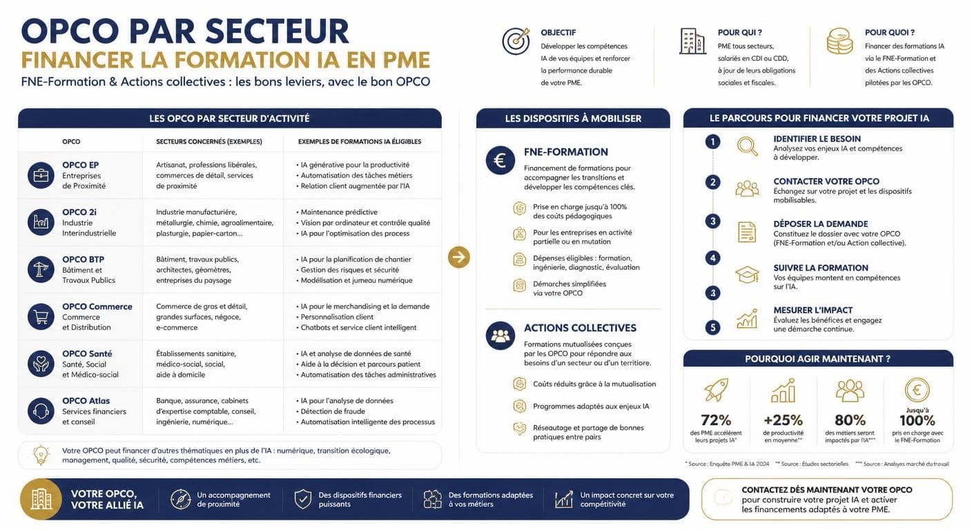 Infographie des OPCO et dispositifs de financement de la formation IA en PME