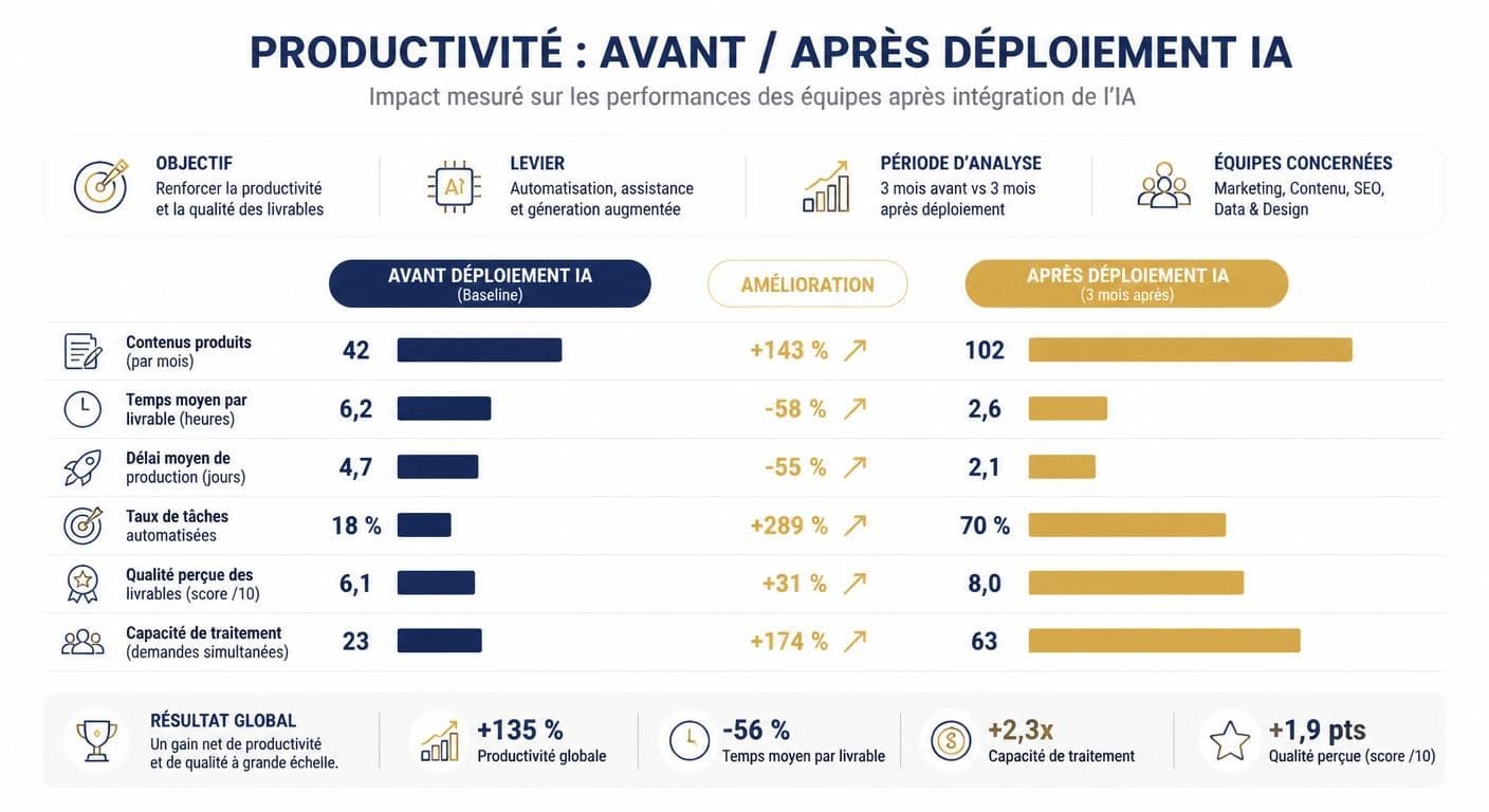 Comparaison avant/après d'une baseline de productivité
